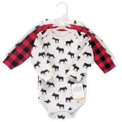 Hudson Baby Infant Boy Quilted Long-Sleeve Cotton Bodysuits 3pk, Moose
