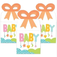 Big Dot of Happiness Colorful Baby Shower - Square Favor Gift Boxes - Gender Neutral Party Bow Boxes - Set of 12