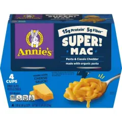 Annie's Organic Classic Cheddar Super Mac and Cheese Cups - 11.44oz/4ct