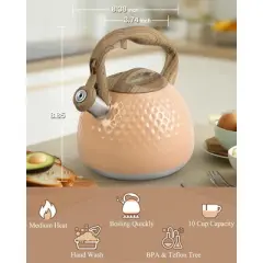 Itopfox Tea Kettle with Loud Whistle, 2.5 Quart Stovetop Kettle, Food Grade Stainless Steel, Anti-Hot Ergonomic Handle, Suitable for All Heat Sources