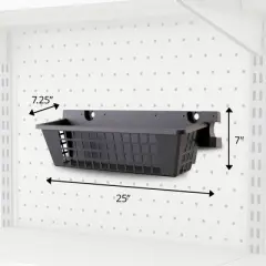 Suncast 25" x 7.25" x 7" Resin Shelf Basket Accessory with EZ Bolt Assembly for Select Outdoor Shed Storage Models, Black (2-Pack)