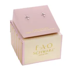 FAO Schwarz Sterling Silver Cross Stud Earrings with Crystal Stone Accent