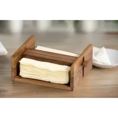 Kalmar Home Solid Acacia Wood Cocktail Napkin Holder