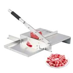 Manual Stainless Steel Meat Slicer | Hand-Crank Frozen Slicer for Beef, Mutton & Roll Meat | Adjustable Thickness
