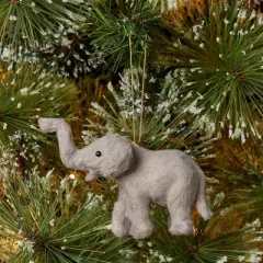 Faux Fur Elephant Christmas Tree Ornament Gray - Wondershop&trade;