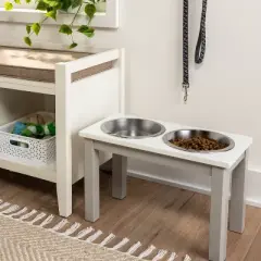 Traditional Long Elevated Dual Tone Dog Bowl with Sour Cream Top - Off-White - Boots & Barkley&trade;