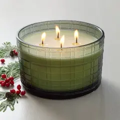 Textured Glass Balsam & Berry Jar Christmas Candle Green 24oz - Hearth & Hand&trade; with Magnolia