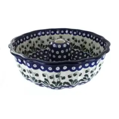 Blue Rose Polish Pottery A55 Ceramika Artystyczna Ring Cake Pan