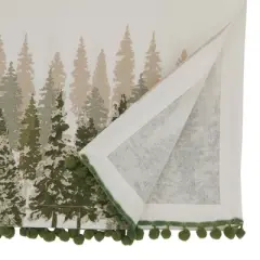 Saro Lifestyle Christmas Tree Pom Pom Runner, Green, 16" x 72"