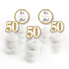 Big Dot of Happiness We Still Do - 50th Wedding Anniversary - Dessert Cupcake Toppers - Anniversary Party Clear Treat Picks - Set of 24