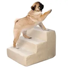 Pet Adobe 3-Tier High-Density Foam Pet Steps with Removable Slipcover - Tan