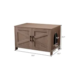 ONWITH Cat Litter Box Enclosure, Litter Box Furniture Hidden with Barn Door