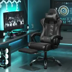 Yaheetech Adjustable Gaming Chair with Footrest and Lumbar Support