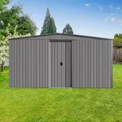 New Outdoor Storage Shed Has Two Functions: Metal Shed And Firewood Shed 13 ft&iexcl;&Aacute;11 ft , More Suitable For Winter , Grey