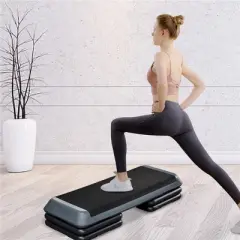Yaheetech Adjustable Aerobic Stepper w/ Risers, 3 Adjustable Heights, Gray