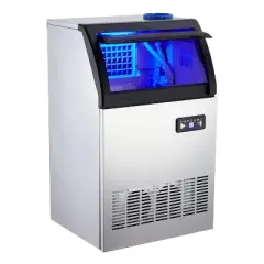 Acekool Commercial Ice Maker Machine, 155Lbs/24H with 33Lbs Ice Bin, 72 Cubes per Cycle, LCD Panel & Auto-Clean for Restaurant & Bar