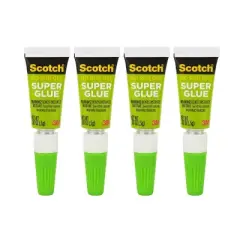 Scotch 4pk Single Use Super Glue: Fast Drying Clear Adhesive for Art, Stationery & Office, 0.07 oz
