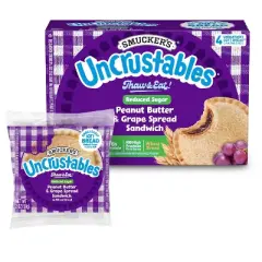 Smucker's Uncrustables Frozen  Whole Wheat Peanut Butter & Grape Jelly Sandwiches - 8oz/4ct