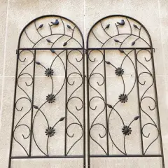 MOEPISY 2 Pack Metal Garden Trellis 86.7 inch x 19.7 inch Rustproof Trellis for Climbing Plants Brown