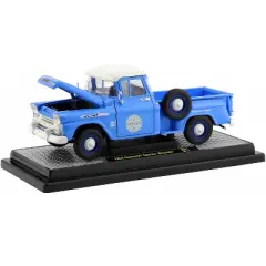1958 Chevrolet Apache Stepside Pickup Truck "Pan Am" Ground Crew Light Blue Ltd Ed 6880pcs 1/24 Diecast Model Car by M2 Machines
