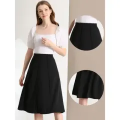 Allegra K Women's High Waist Stretch A-Line Pleated Flared Skirt