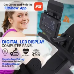 SereneLife Smart Fitness Rowing Machine with Bluetooth and LCD Display