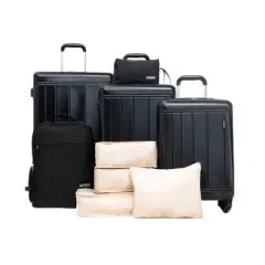 9-Piece Hardshell Luggage Set with 20" Carry-On Suitcase, 24"&28" Checked Suitcase, Backpack, Toiletry Tag, 4 Storage Bags & TSA Lock - ModernLuxe