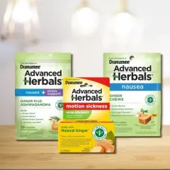 Dramamine Advanced Herbals Nausea, Morning Sickness Relief Soft Ginger Chews - 20ct