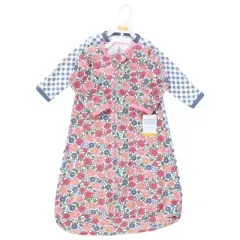Hudson Baby Infant Girl Cotton Long-Sleeve Wearable Sleeping Bag, Sack, Blanket, Pink Blue Pretty Floral