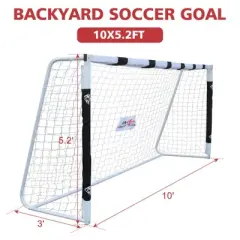 Racxily 10x5ft Soccer Goal with Net - Heavy Duty Backyard Football Goals for Kids & Adults, Portable with Carry Bag, Weatherproof UPVC Frame & Stakes