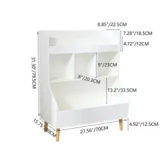 Kumasinova Multifunctional Kids Bookshelf with Toy Storage Bin,Bookcase with Legs,Modern Book Shelves for Bedroom,Nursery&Living Room,White