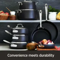 All-Clad 12" Nonstick Chef's Pan with Lid, HA1 Hard Anodized Cookware, Black
