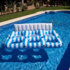 Zone Tech Inflatable Pool Float - 3 Person Tanning Pool Float Lounger Chair with Handles, Cup and Phone Holder for Outdoor, Beach, Swimming Pool, Lake