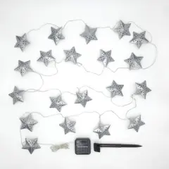 Lumabase Solar-Powered String Lights with 20 Silver Metal Stars