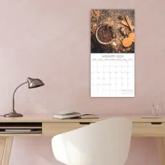 2026 Square Wall Calendar, Chocolate, 16-Month Food Theme with 180 Reminder Stickers (12x12 In)