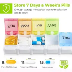 Maison Products Weekly Pill Organizer with Spring-Open Design for Easy Medication Management