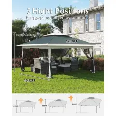 13x13 Ft Pop Up Canopy Tent with Mosquito Netting &  Carrying Bag, Instant Portable Shelter, Heavy Duty Foldable Gazebo for Outdoor Backyard