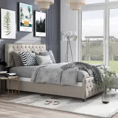 Phebe Button Tufted Upholstered Bed - HOMES: Inside + Out