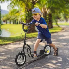 DSVIMOY Balance Bike, Kids Bike with Adjustable Height Handlebar, Balance Bike for 5 Year Old up, 12 inch Easy to Carry, Black, 47.3"*22.8"*33.5"