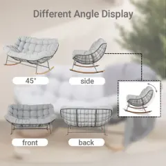 GRANDPATIO Steel Outdoor Loveseat Rocker Chair
