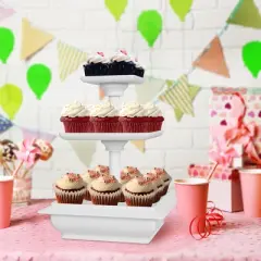 Hastings Home 3-Tier Collapsible Cupcake Dessert Stand Tray - 10"