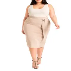 ELOQUII Women&rsquo;s Plus Size Tie Waist Midi Skirt