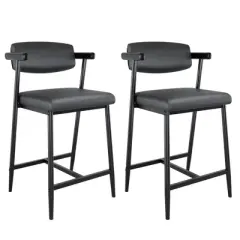 Furniture Set of 2/4, Vintage PU Leather Counter Height Barstool with Back, 25.59" H Seat Height Stools, Upholstered Bar Chairs for Kitchen lsland