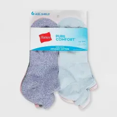 Hanes Pure Comfort Women's Organic Cotton Marled 6pk No Show Tab Casual Socks - Assorted Colors 5-9