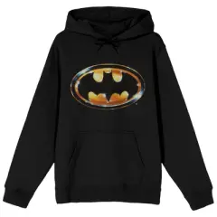 DC Comic Book Batman Logo Men's Black Graphic Print Hooded Sweatshirt