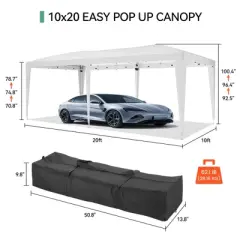 10 x 20Ft Pop Up Canopy Tent with 6 Removable Sidewalls, Waterproof and UV Protection 50+ for Outdoor Sun Shelter