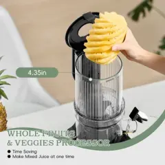 Whall Cold Press Slow Masticating Juicer &ndash; 4" Extra Large Feed Chute, Auto-Reverse, Dual-Speed for Soft/Hard Fruits, 180W