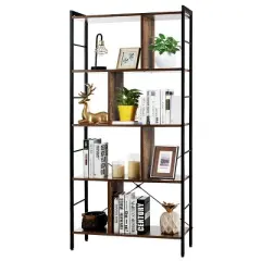 Costway 4-Tier Bookcase Industrial Bookshelf Floor Standing Storage Rack