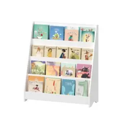 PDTEND 4-Tier Kids Bookshelf for Kids Rooms, Toddler Book Display Shelves, White