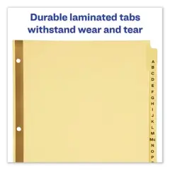 Avery Preprinted Laminated Tab Dividers with Gold Reinforced Binding Edge, 25-Tab, A to Z, 11 x 8.5, Buff, 1 Set